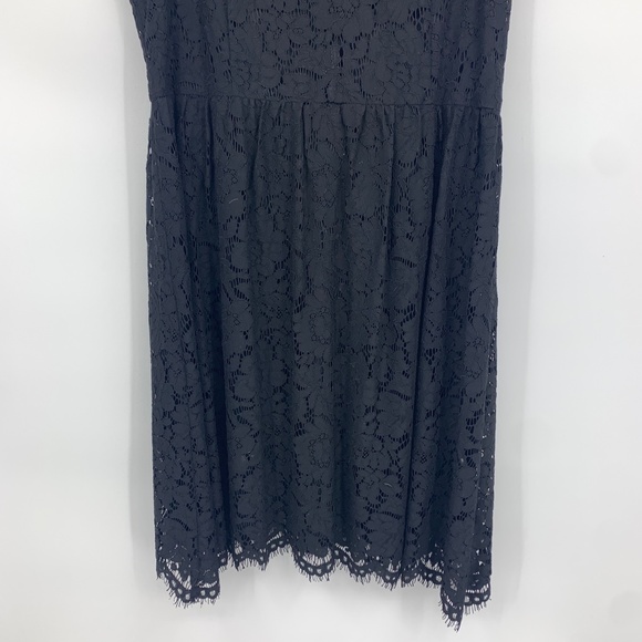 Kensie Womens 12 Dress Fit And Flare Black Floral Lace Overlay Cap Sleeve Party - Picture 2 of 7